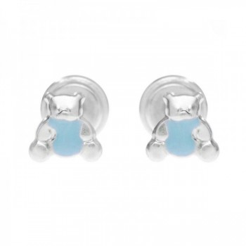 Pendientes bebé oso con cierre rosca Plata de Ley - Karissma 2