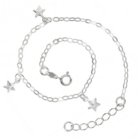 Tobillera cadena con triple estrella Plata de Ley | Karissma