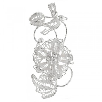 Colgante flor XL filigrana cordobesa Plata de Ley 925 - Karismma