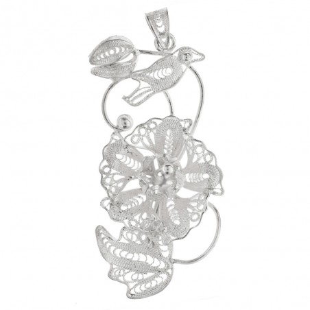 Colgante flor XL filigrana cordobesa Plata de Ley 925 - Karismma