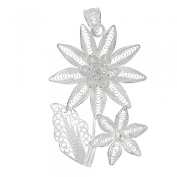 Colgante flor picuda filigrana cordobesa Plata de Ley 925 - Karissma