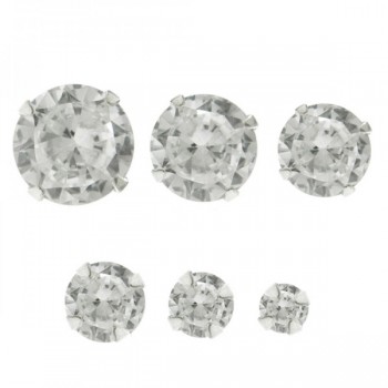 Pendientes redondos con circonita engastada Plata de Ley 925