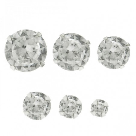 Pendientes redondos con circonita engastada Plata de Ley 925