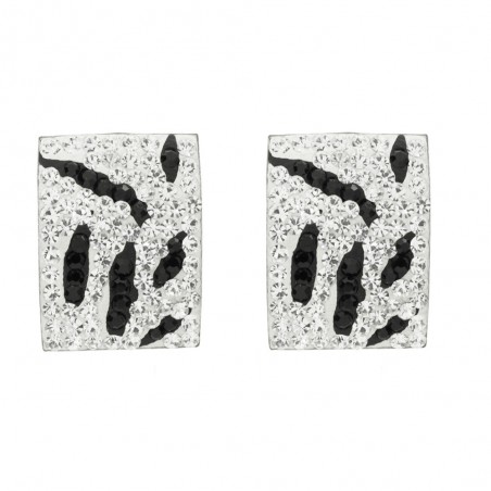 Pendientes rectángulo cebra con circonitas de Plata de Ley- Karissma