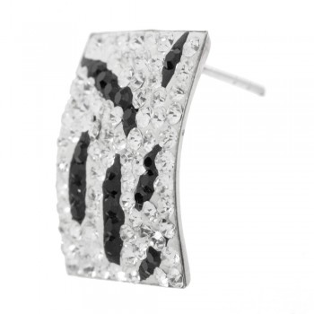 Pendientes rectángulo cebra con circonitas de Plata de Ley- Karissma 2