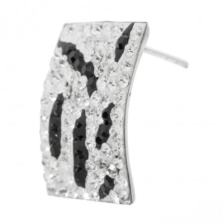 Pendientes rectángulo cebra con circonitas de Plata de Ley- Karissma