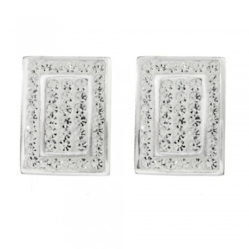 Pendientes rectángulo circonitas Plata de Ley 925 - Karissma