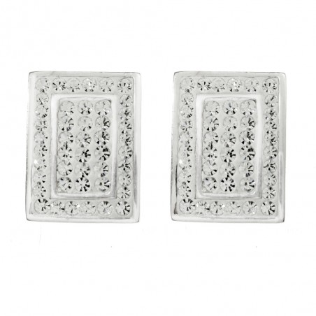 Pendientes rectángulo circonitas Plata de Ley 925 - Karissma