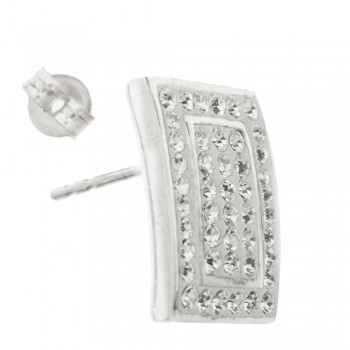 Pendientes rectángulo circonitas Plata de Ley 925 - Karissma 2