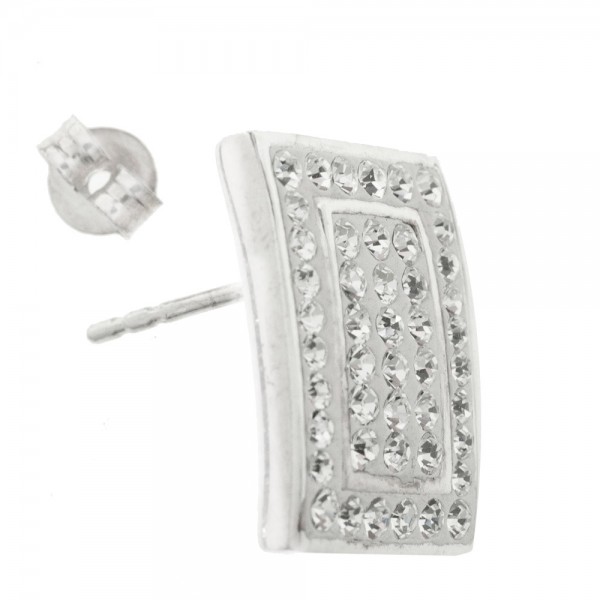 Pendientes rectángulo circonitas Plata de Ley 925 - Karissma