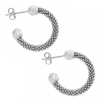 Aros abiertos textura bolitas Plata de Ley - Karissma