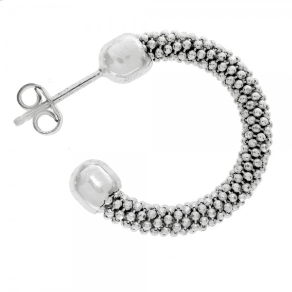Aros abiertos textura bolitas Plata de Ley - Karissma