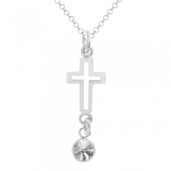 Colgante cruz & punto de luz de cristal blanco Plata de Ley | Karissma