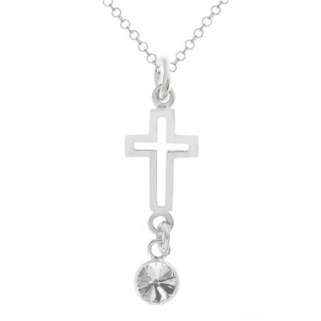 Colgante cruz & punto de luz de cristal blanco Plata de Ley | Karissma