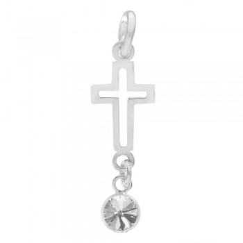 Colgante cruz & punto de luz de cristal blanco Plata de Ley | Karissma 2