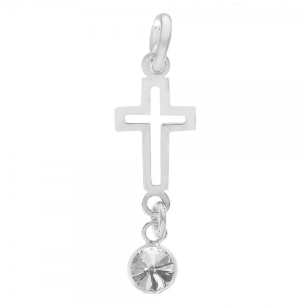 Colgante cruz & punto de luz de cristal blanco Plata de Ley | Karissma