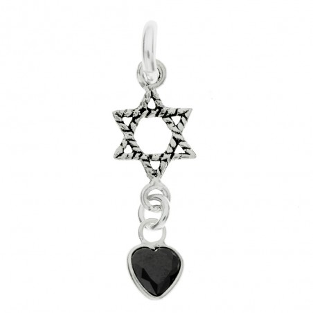 Colgante Estrella de David & Corazón de cristal Plata | Karissma