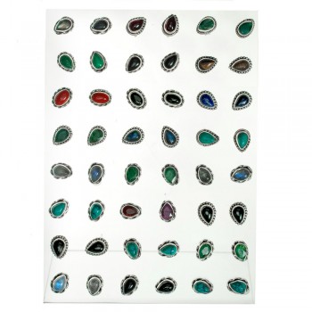 24 pares pendientes mini con piedra natural Plata de Ley - Karissma