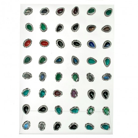 24 pares pendientes mini con piedra natural Plata de Ley - Karissma