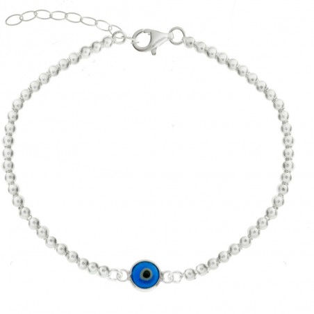 Pulsera bolitas con ojo turco Plata de Ley | Karissma