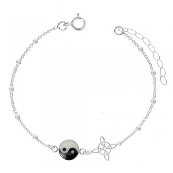 Pulsera nudo de bruja y Yin-Yang Plata de Ley | Karissma