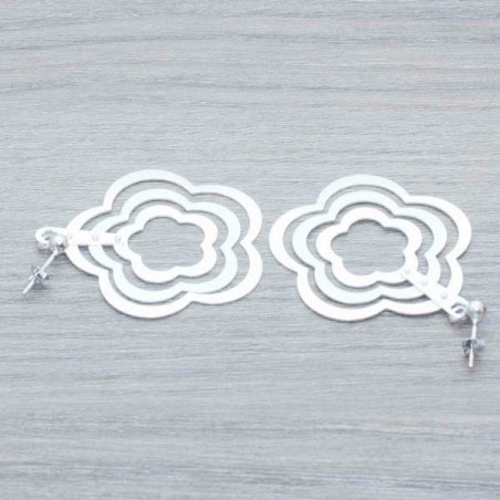 Pendientes flor mate y brillo Plata de Ley 925