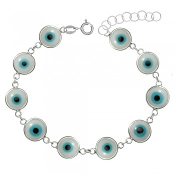 Pulsera ojo turco blanco Plata de Ley 925 - Karissma