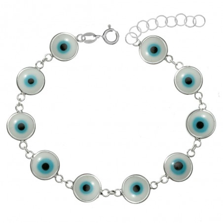 Pulsera ojo turco blanco Plata de Ley 925 - Karissma