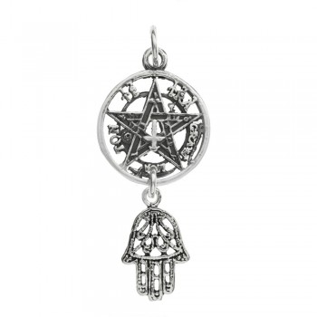 Amuleto doble tetragrámaton & mano de Fátima Plata de Ley | Karissma 2