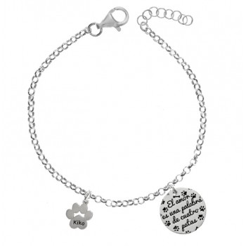 Pulsera doble colgante con nombre y mensaje Plata de Ley - Karissma