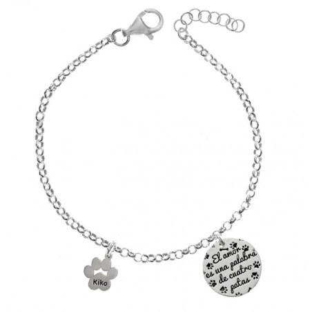 Pulsera doble colgante con nombre y mensaje Plata de Ley - Karissma