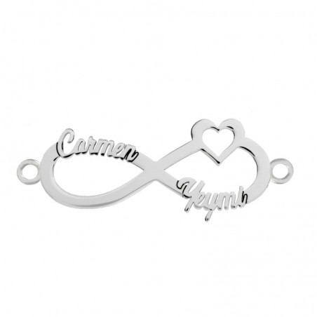 Pulsera personalizada infinito con corazón Plata de Ley - Karissma