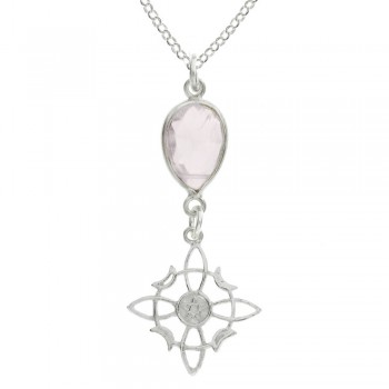 Amuleto Nudo de bruja con cuarzo rosa Plata de Ley | Karissma