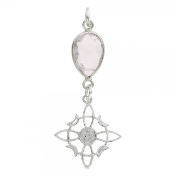 Amuleto Nudo de bruja con cuarzo rosa Plata de Ley | Karissma