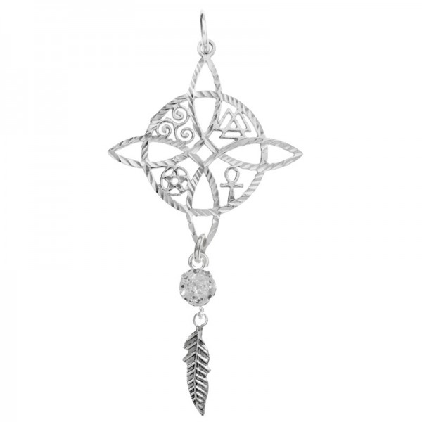 Amuleto Nudo de bruja con pluma Plata de Ley | Karissma