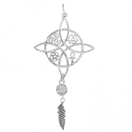 Amuleto Nudo de bruja con pluma Plata de Ley | Karissma