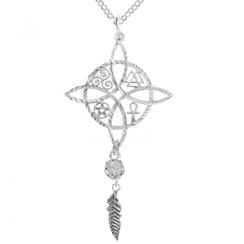 Amuleto Nudo de bruja con pluma Plata de Ley | Karissma