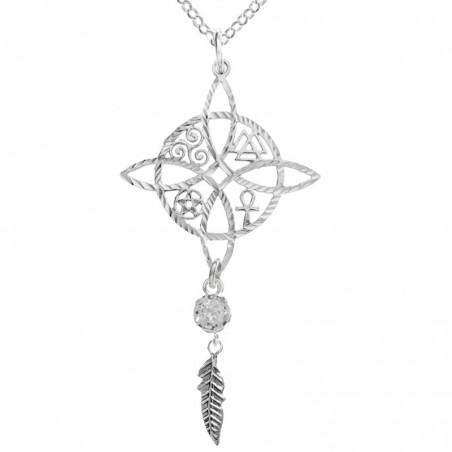 Amuleto Nudo de bruja con pluma Plata de Ley | Karissma