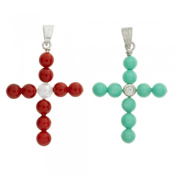 Cruz cuentas piedra Plata de Ley - Karissma