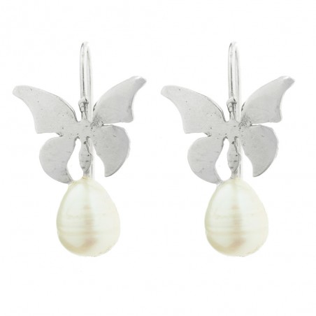 Pendientes Mariposa & Perla Plata de Ley - Karissma