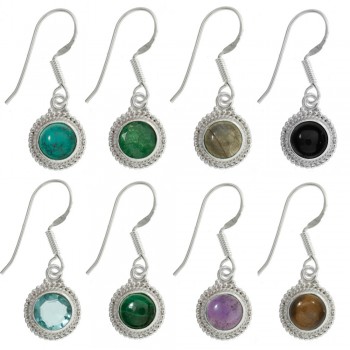 Pendientes redondos con piedra Plata de Ley - Karissma