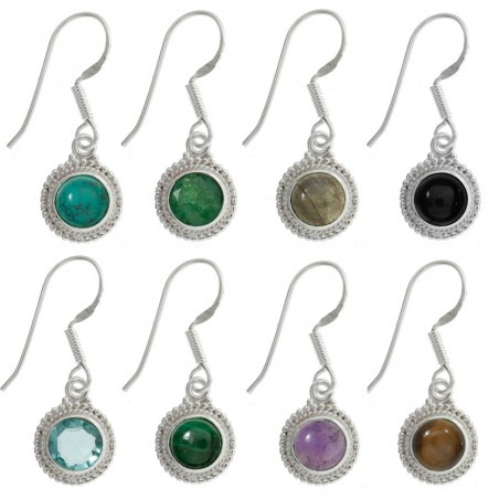 Pendientes redondos con piedra Plata de Ley - Karissma