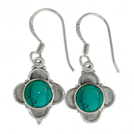 Pendientes flor con piedra Plata de Ley - Karissma