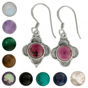 Pendientes flor con piedra Plata de Ley - Karissma