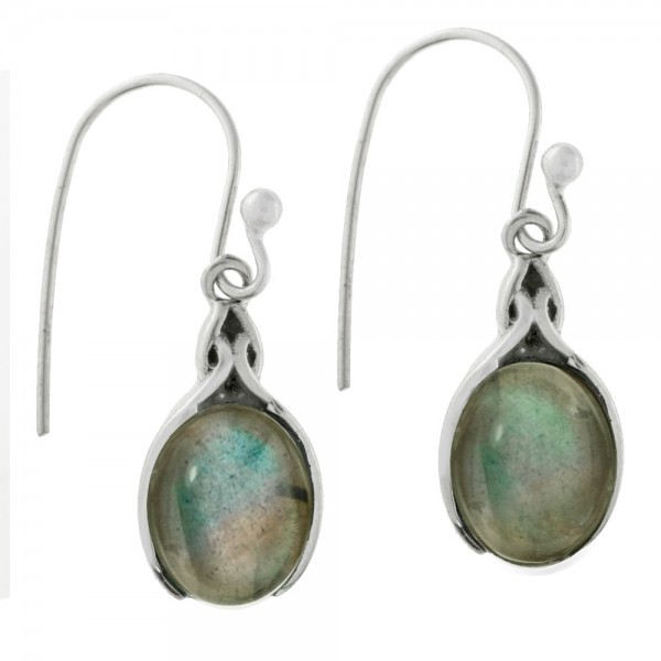 Pendientes étnicos piedra oval Plata de Ley - Karissma