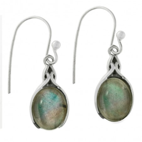 Pendientes étnicos piedra oval Plata de Ley - Karissma