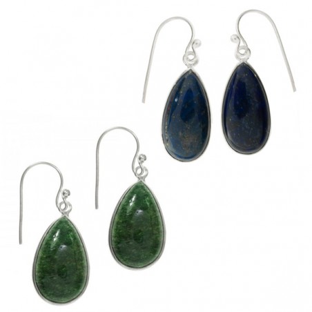 Pendientes gota aventurina o lapislázuli Plata de Ley 925