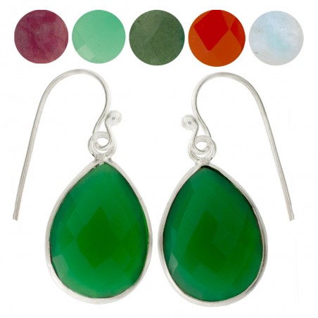 Pendientes gota de piedra facetada Plata de Ley 925