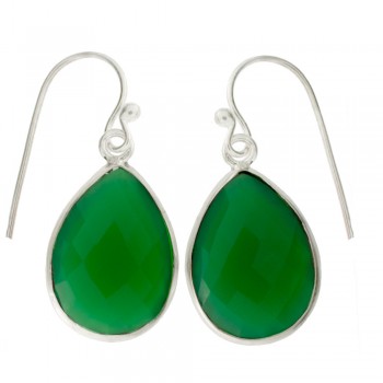 Pendientes gota de piedra facetada Plata de Ley 925 2