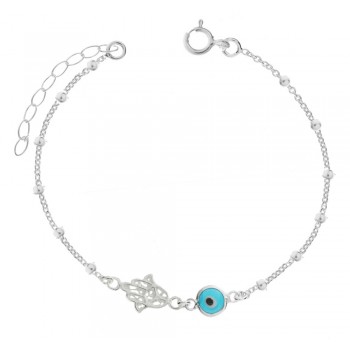 Pulsera Mano de Fátima & Ojo Turco Plata de Ley 925 - Karissma